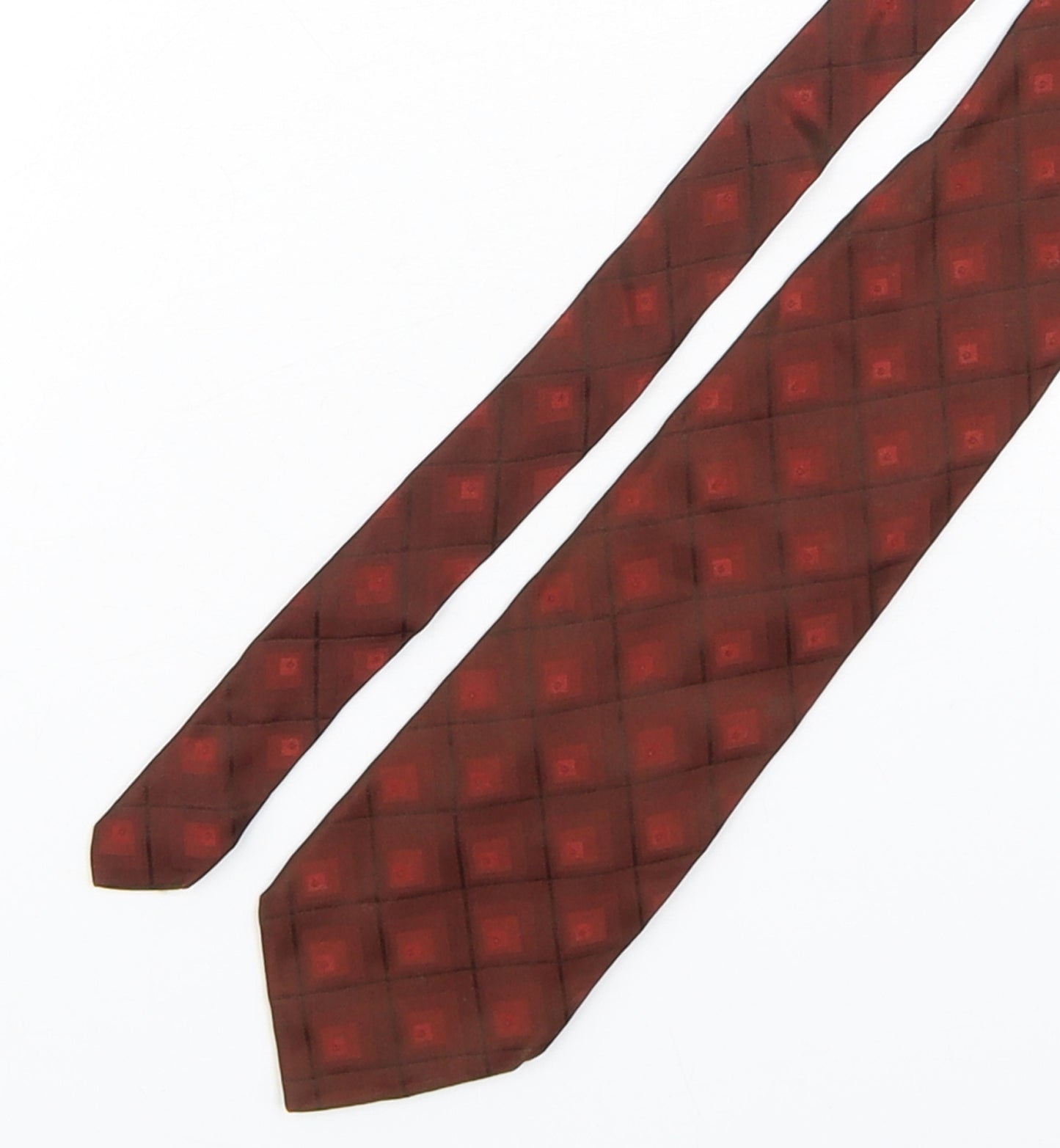Jeff Banks  Mens Red Plaids & Checks Silk Pointed Tie One Size