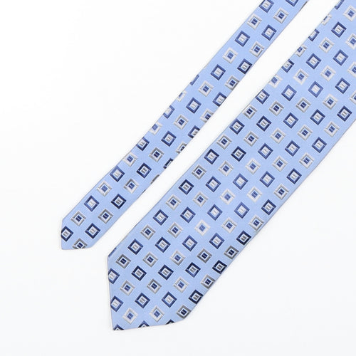 City of London  Mens Blue Plaids & Checks Silk Pointed Tie One Size