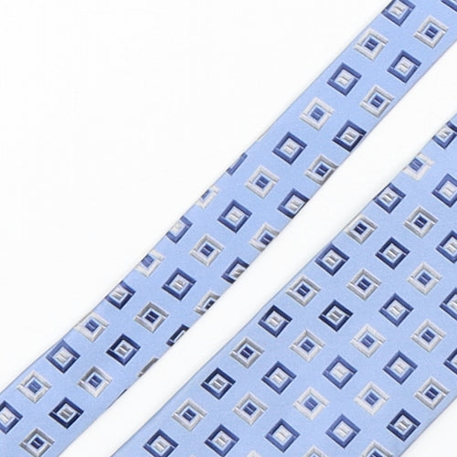 City of London  Mens Blue Plaids & Checks Silk Pointed Tie One Size