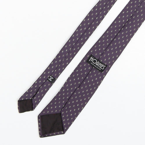 Hornes Mens Purple Geometric Polyester Pointed Tie One Size