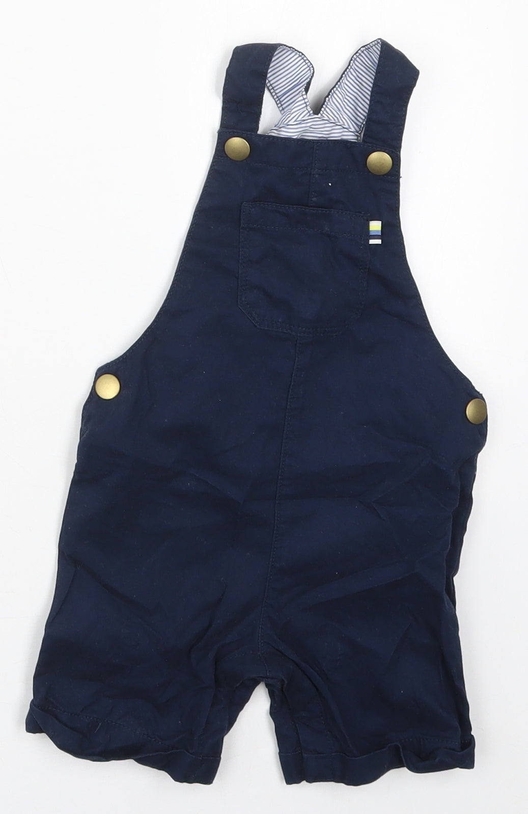 F&F Boys Blue  Cotton Dungaree One-Piece Size 12-18 Months  Button