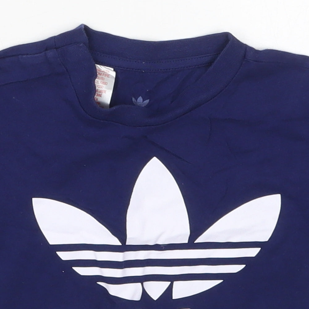 adidas Boys Blue  Cotton Basic T-Shirt Size 12-18 Months Crew Neck Pullover