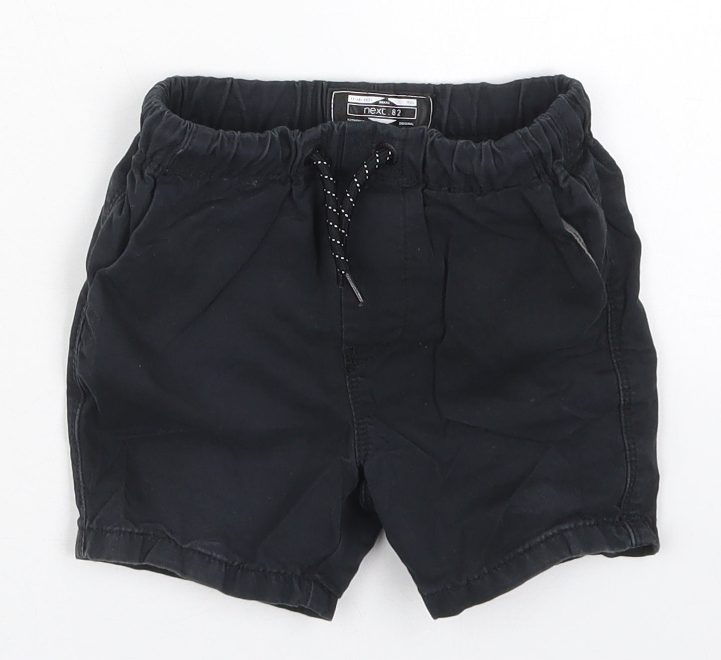 NEXT Boys Black  Cotton Cropped Trousers Size 12-18 Months  Drawstring - Shorts