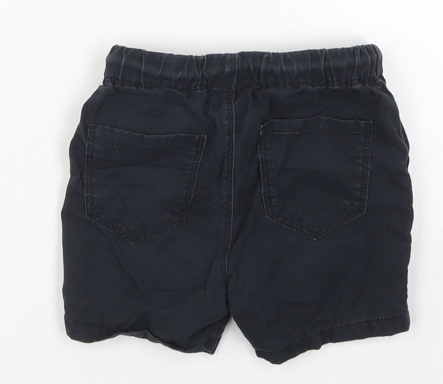 NEXT Boys Black  Cotton Cropped Trousers Size 12-18 Months  Drawstring - Shorts