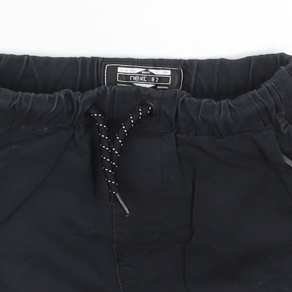 NEXT Boys Black  Cotton Cropped Trousers Size 12-18 Months  Drawstring - Shorts