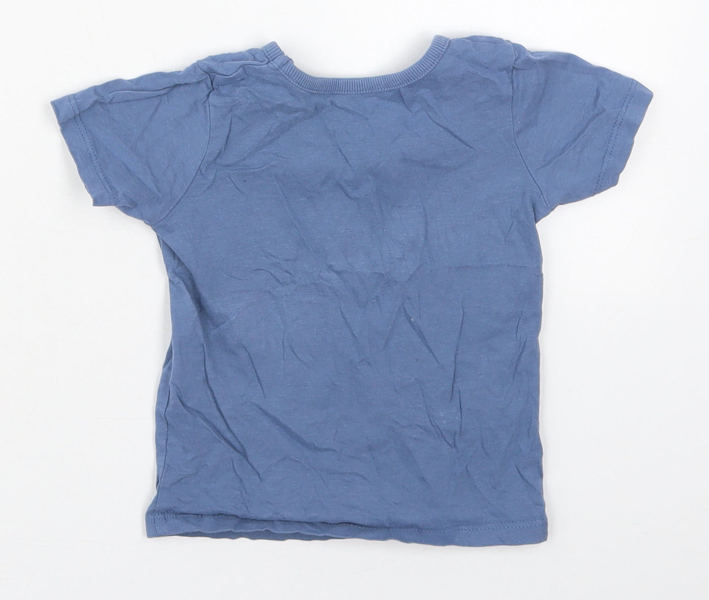 George Boys Blue  Cotton Basic T-Shirt Size 12-18 Months Crew Neck Pullover - Cute As Can Be Whale