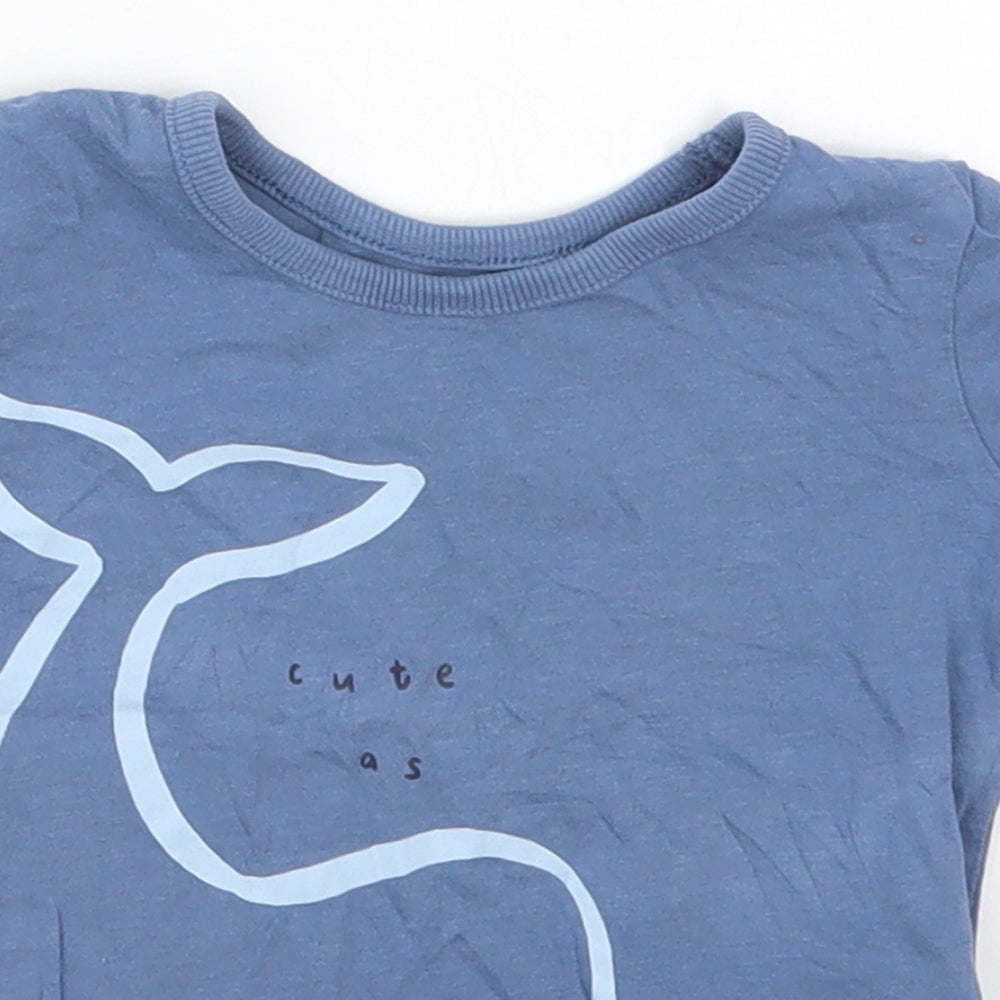 George Boys Blue  Cotton Basic T-Shirt Size 12-18 Months Crew Neck Pullover - Cute As Can Be Whale