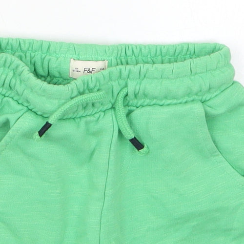 F&F Boys Green  Cotton Sweatpants Trousers Size 12-18 Months  Drawstring - Sweat Shorts