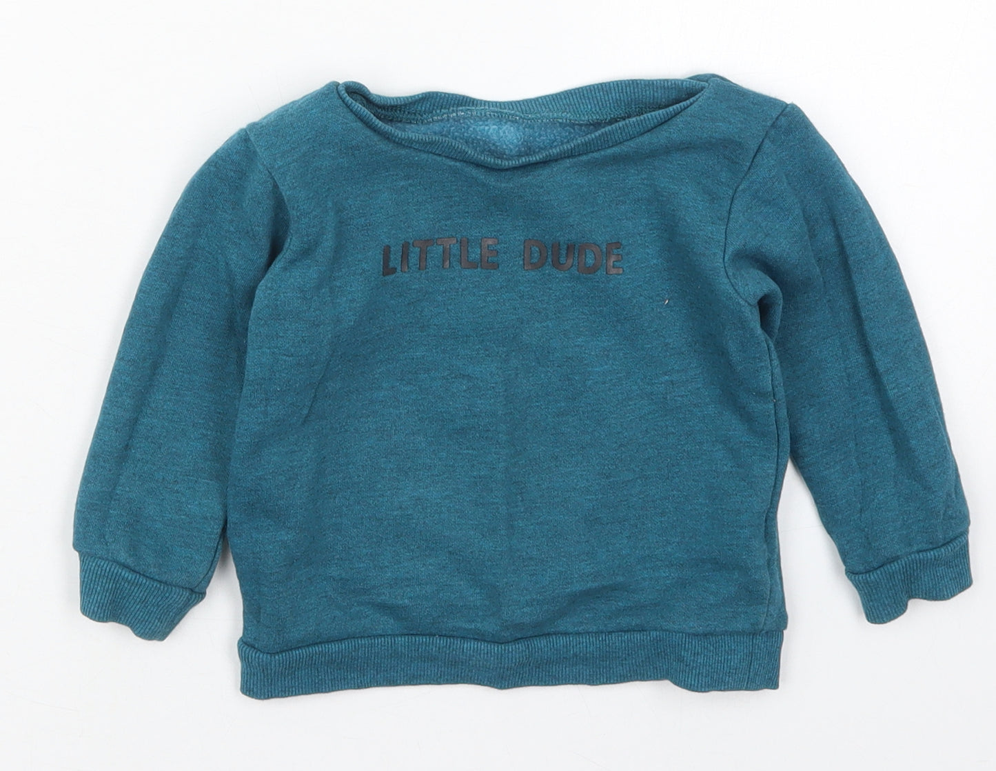 George Boys Blue  Cotton Basic T-Shirt Size 12-18 Months Crew Neck Pullover - Little Dude