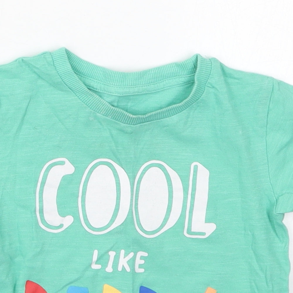 Matalan Boys Green  Cotton Basic T-Shirt Size 12-18 Months Crew Neck Pullover - Cool Like Daddy