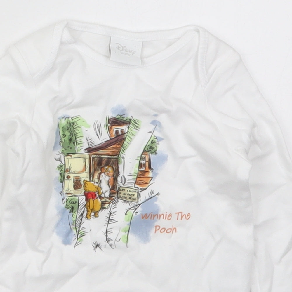 F&F Baby White  Cotton Babygrow One-Piece Size 6-9 Months  Button - Winnie The Pooh
