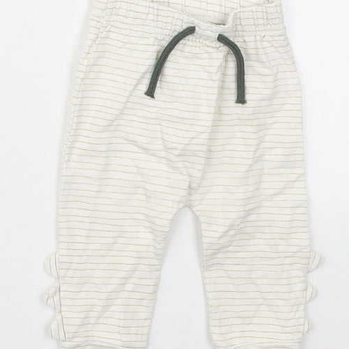 George Baby Beige Striped Cotton Sweatpants Trousers Size 6-9 Months  Drawstring