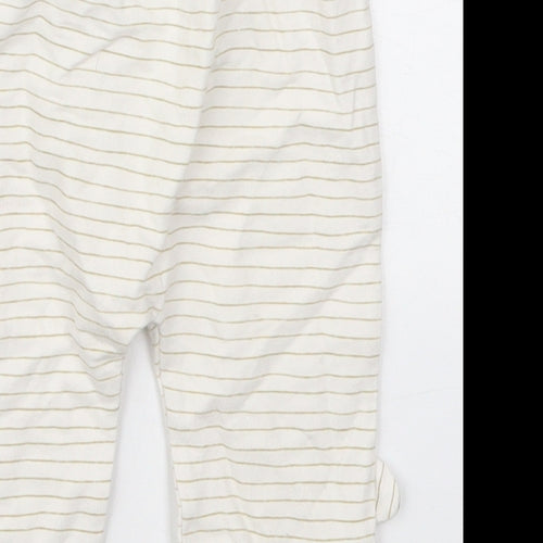 George Baby Beige Striped Cotton Sweatpants Trousers Size 6-9 Months  Drawstring