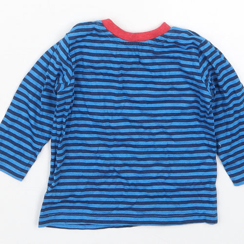Dunnes Boys Blue Striped Cotton Basic T-Shirt Size 3-6 Months Crew Neck Pullover