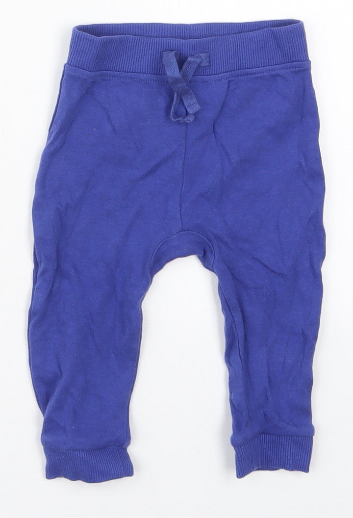 George Boys Blue Cotton Sweatpants Trousers Size 6-9 Months Drawstring