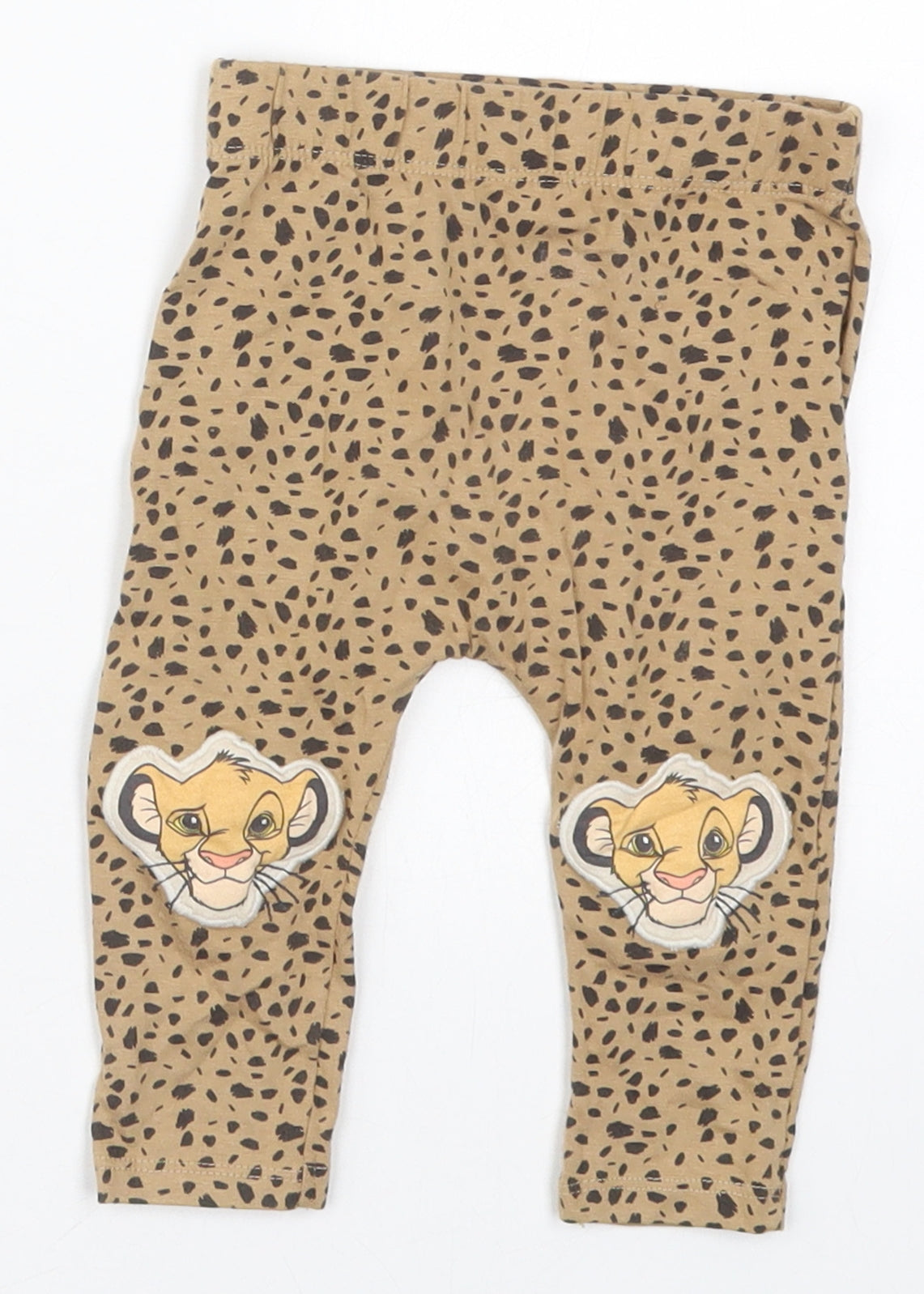 F&F Baby Brown Animal Print Cotton Capri Leggings Size 6-9 Months   - Lion King Simba