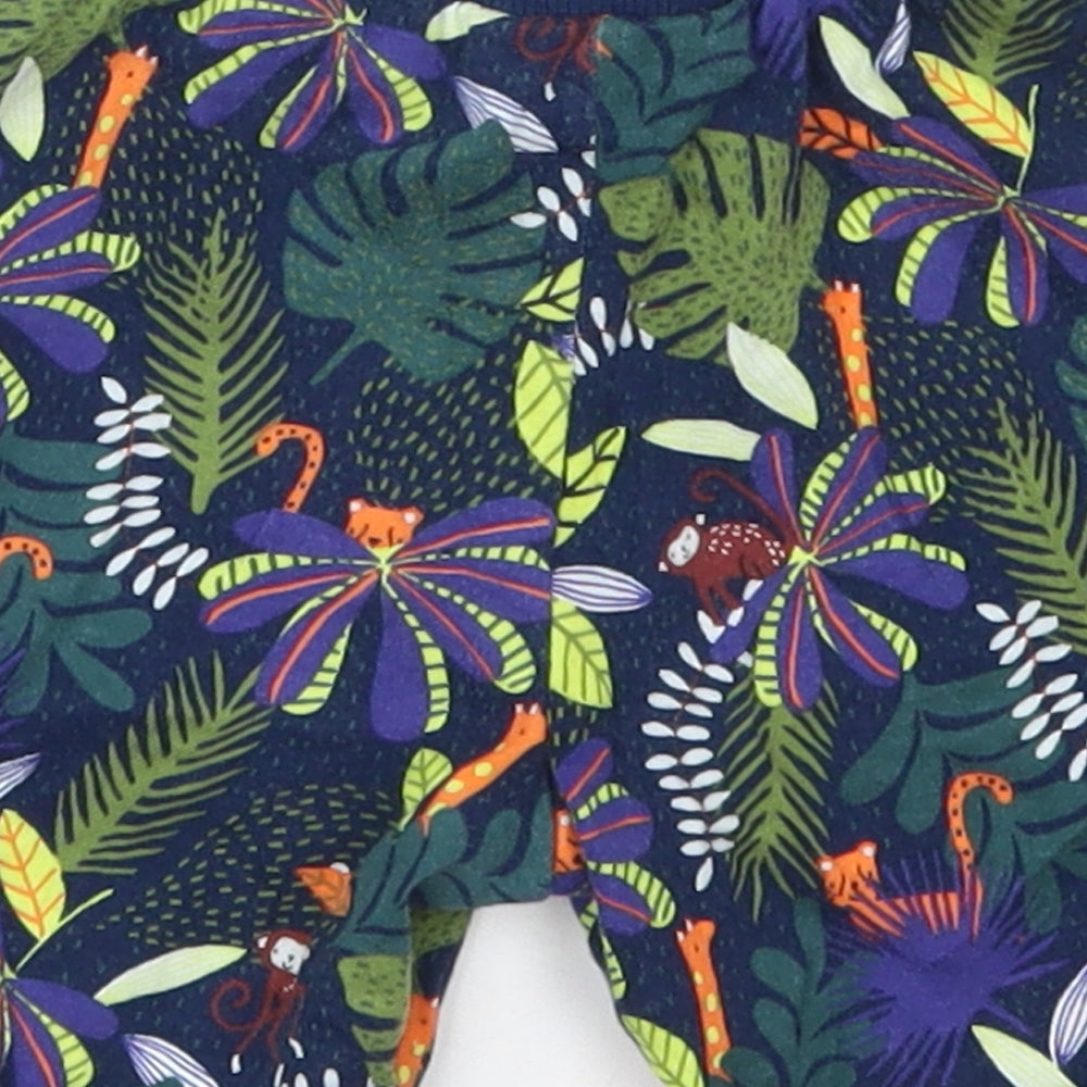 F&F Boys Blue  Cotton Sweatpants Trousers Size 12-18 Months  Drawstring - Jungle Prints Shorts