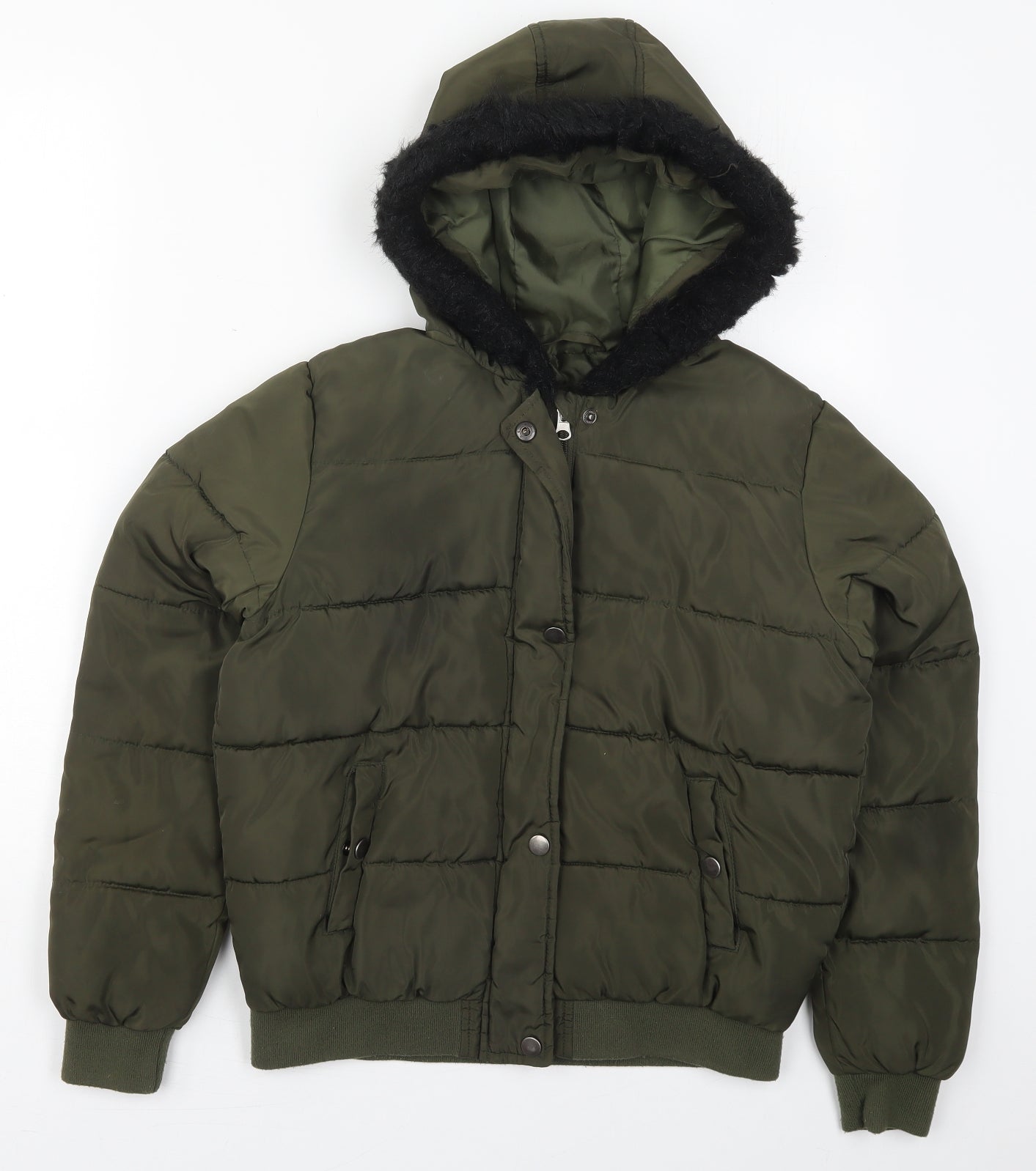 F&F Girls Green   Basic Coat Coat Size 12-13 Years  Zip