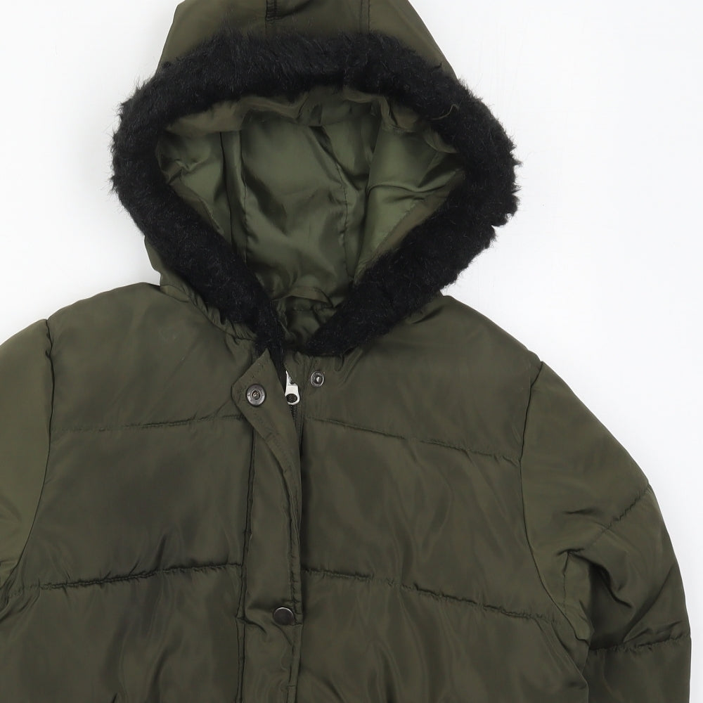 F&F Girls Green   Basic Coat Coat Size 12-13 Years  Zip