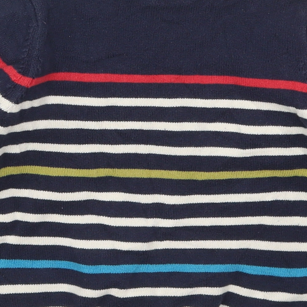 Mothercare Boys Blue Crew Neck Striped Cotton Pullover Jumper Size 3-4 Years  Pullover