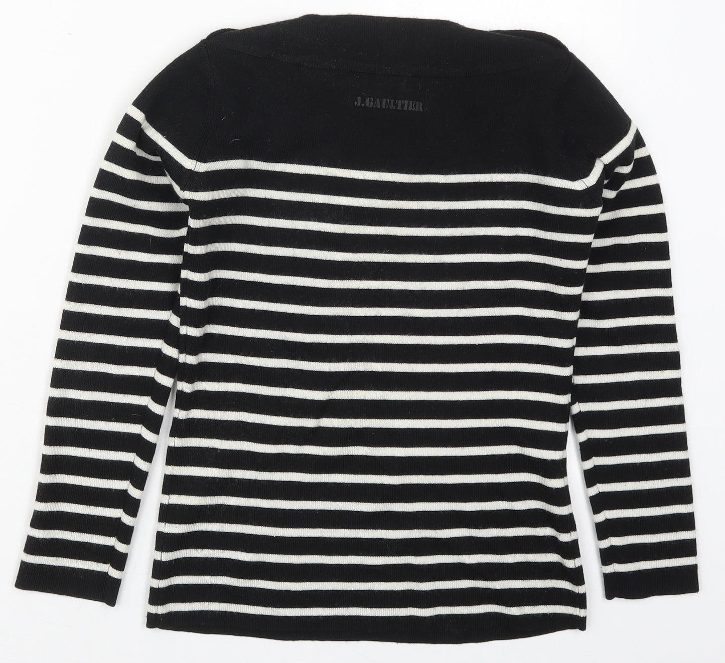 Gaultier Girls Black Boat Neck Striped Acrylic Pullover Jumper Size 14 Years  Pullover