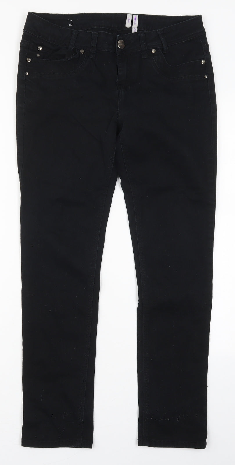 Yes Yes Womens Black  Cotton Skinny Jeans Size 12 L28 in Regular Button