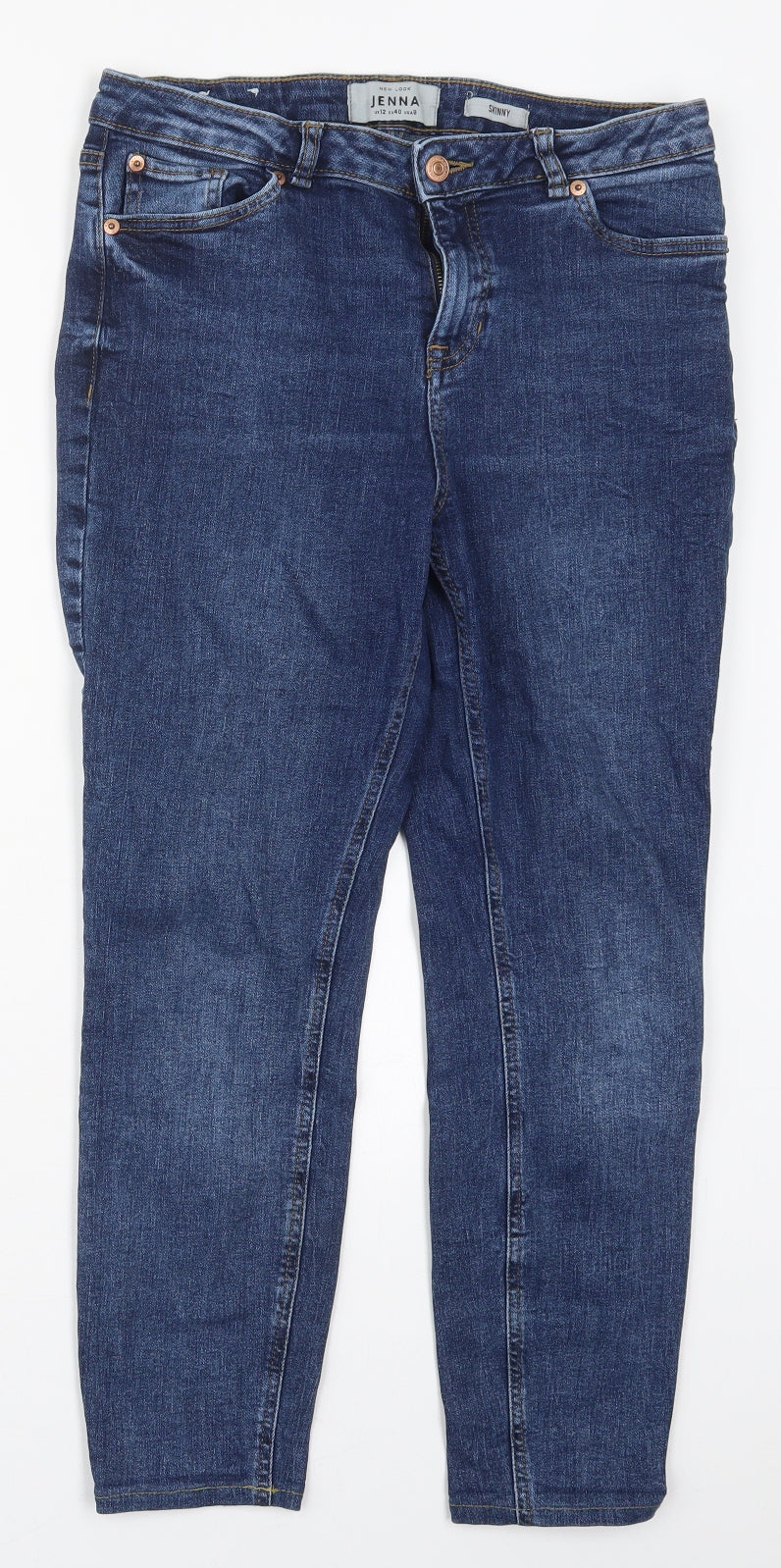 New Look Womens Blue  Cotton Skinny Jeans Size 12 L25 in Regular Button