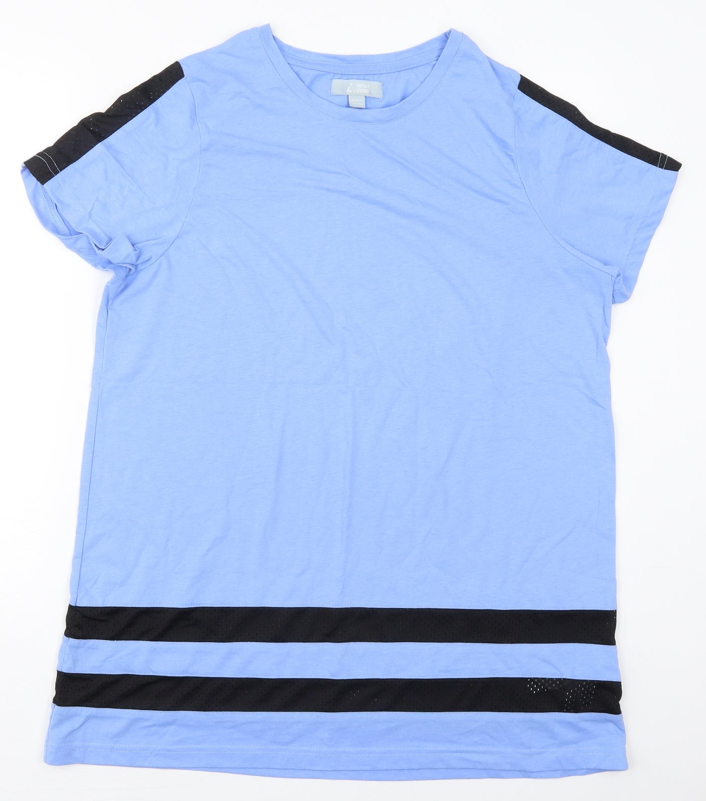 Capsule Womens Blue Striped Cotton Basic T-Shirt Size 16 Crew Neck