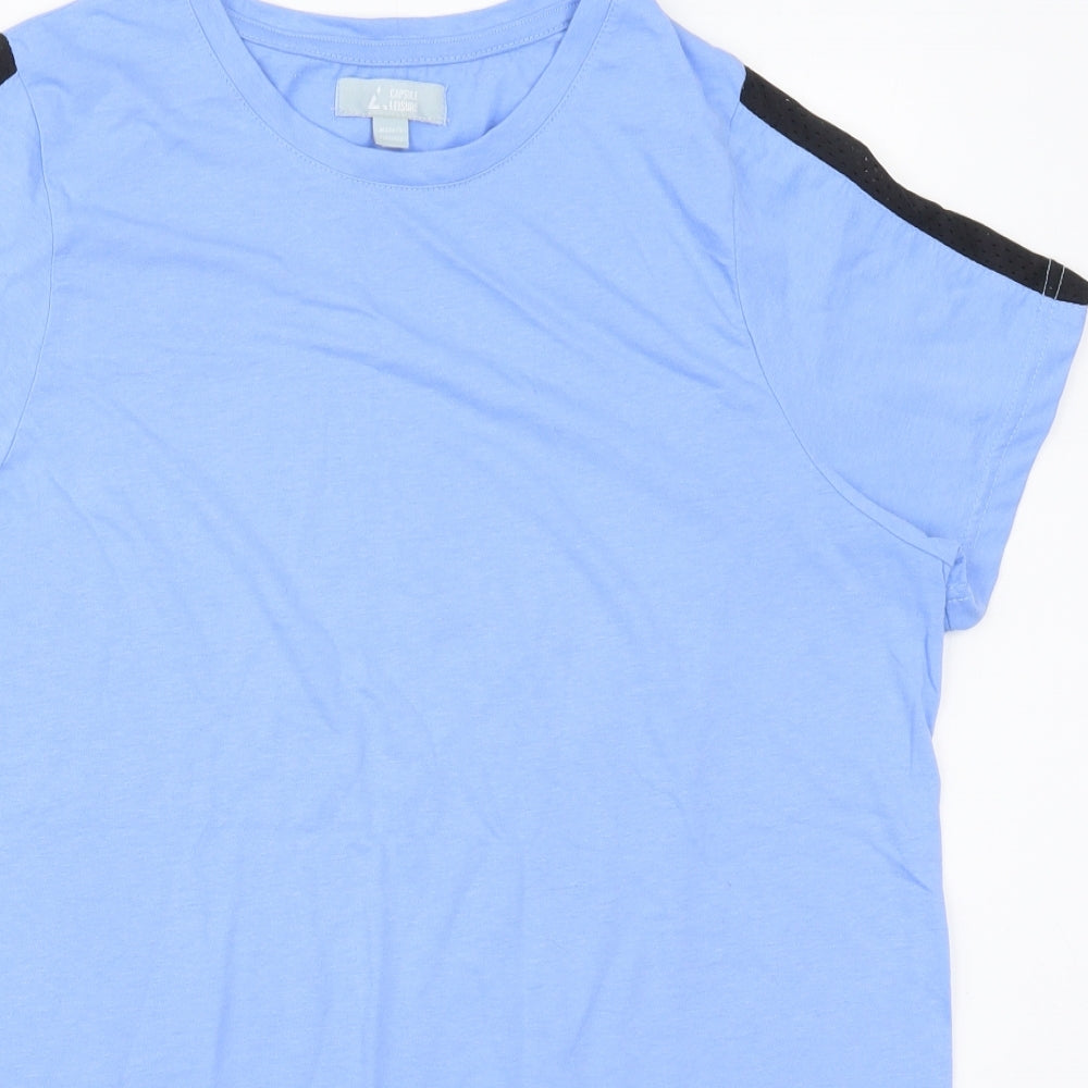 Capsule Womens Blue Striped Cotton Basic T-Shirt Size 16 Crew Neck