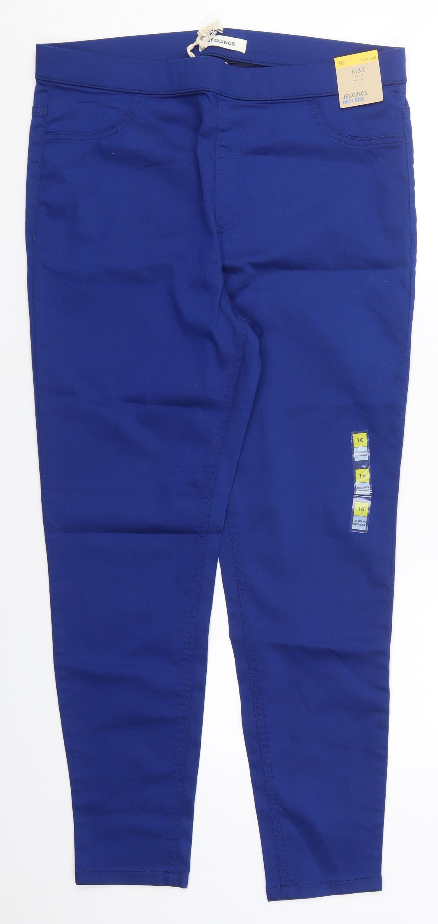 Marks and Spencer Womens Blue  Cotton Jegging Jeans Size 16 L27 in Regular