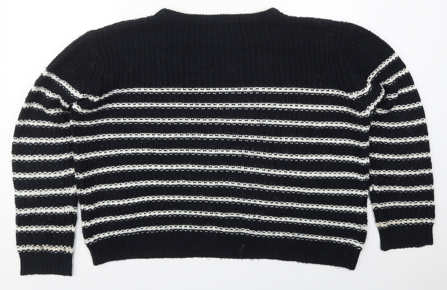 Atmosphere Womens Black Roll Neck Striped Acrylic Pullover Jumper Size 18