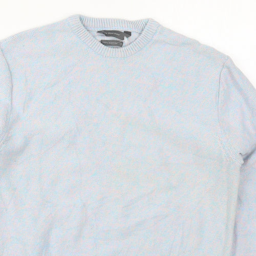 Cedar Wood State Mens Blue Crew Neck  Cotton Pullover Jumper Size S