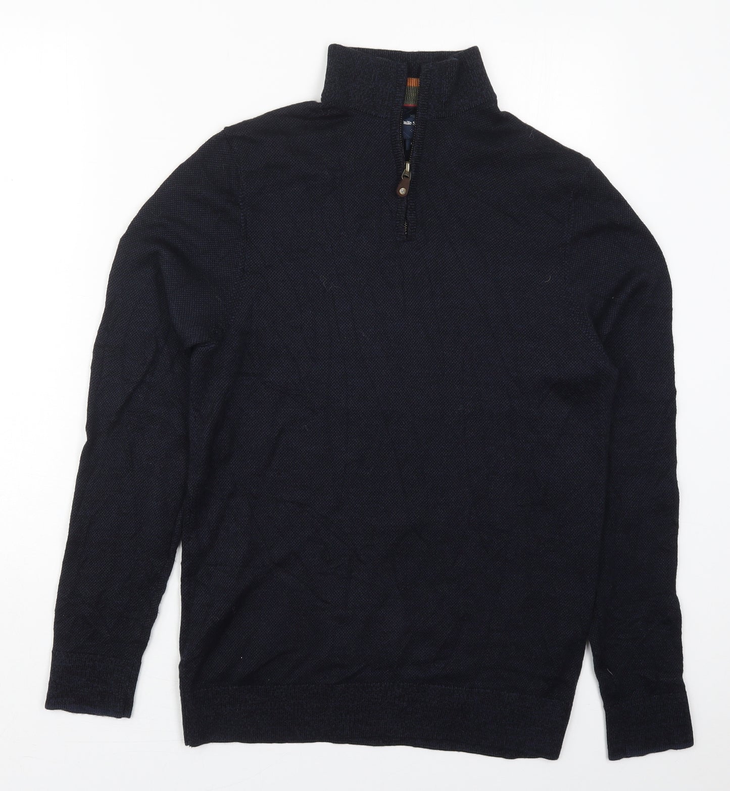 White Stuff Mens Blue High Neck  Wool Pullover Jumper Size M