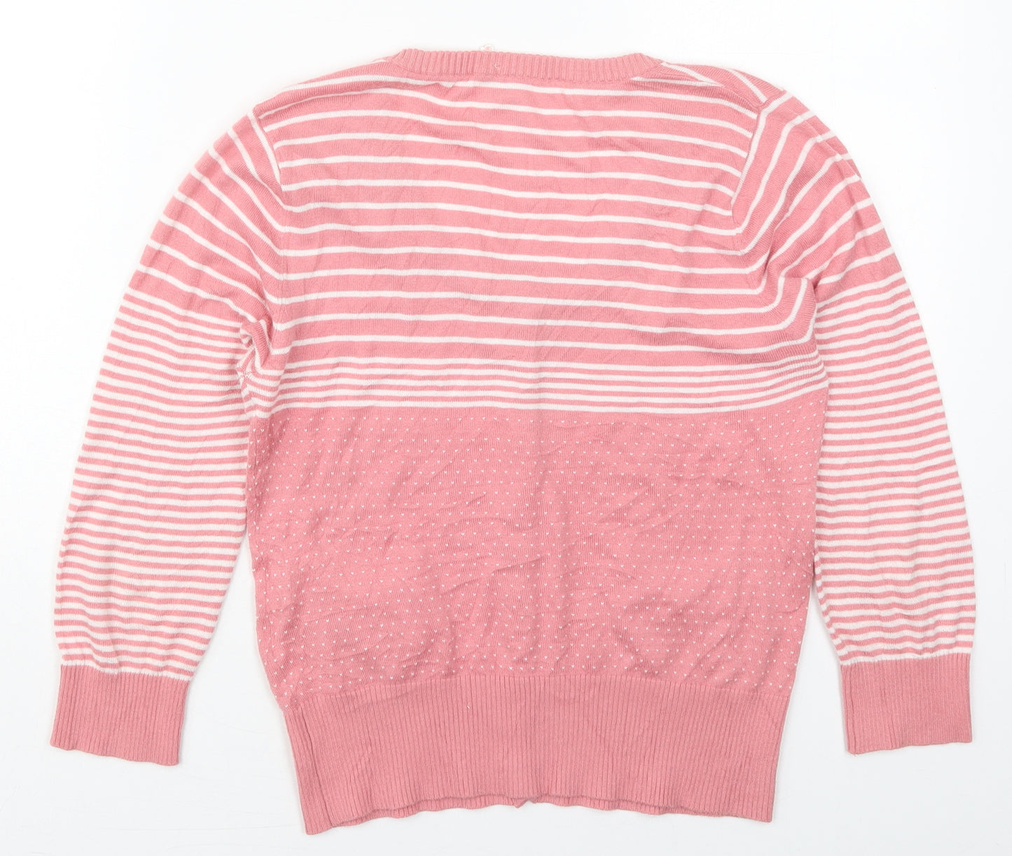 Atmosphere Womens Pink Roll Neck Striped Viscose Cardigan Jumper Size 12