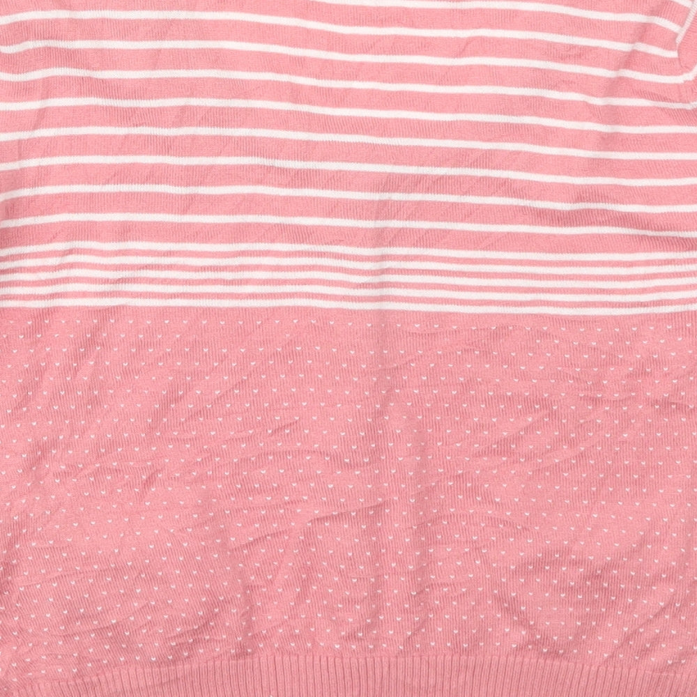 Atmosphere Womens Pink Roll Neck Striped Viscose Cardigan Jumper Size 12