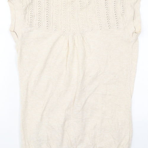 New Look Womens Beige V-Neck  Cotton Cardigan Jumper Size 14