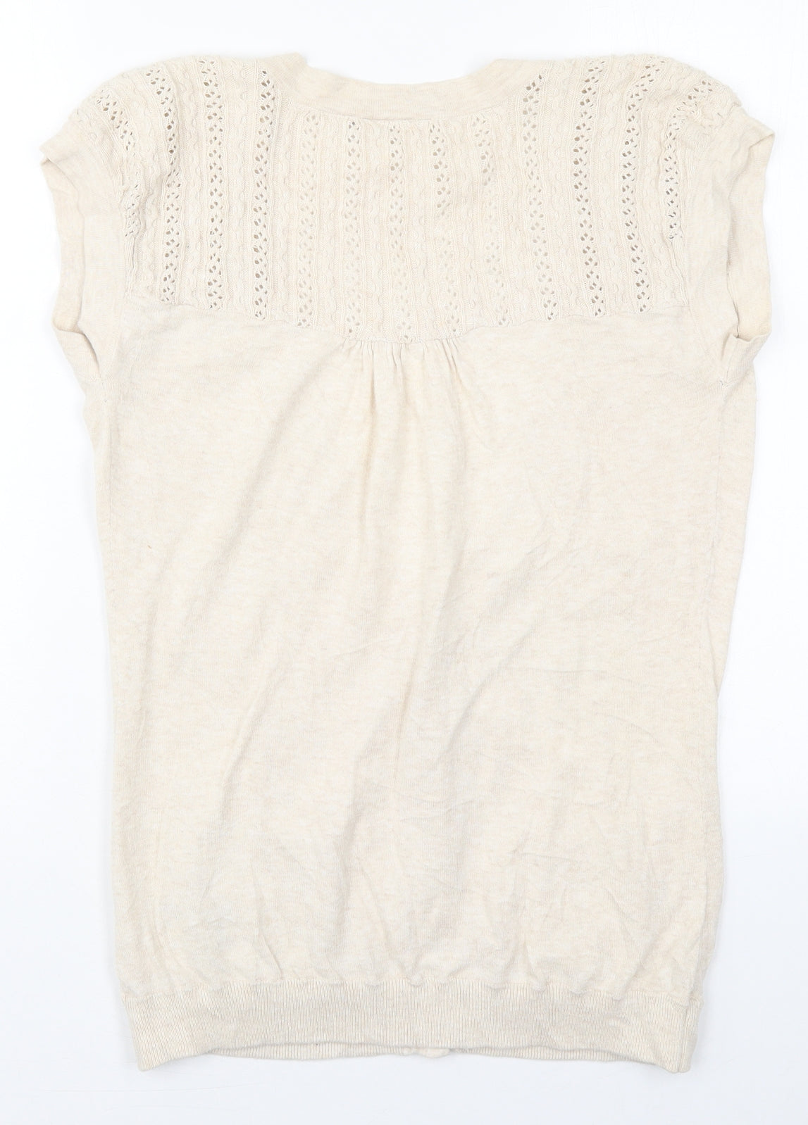 New Look Womens Beige V-Neck  Cotton Cardigan Jumper Size 14