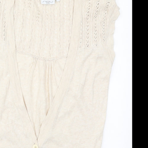 New Look Womens Beige V-Neck  Cotton Cardigan Jumper Size 14