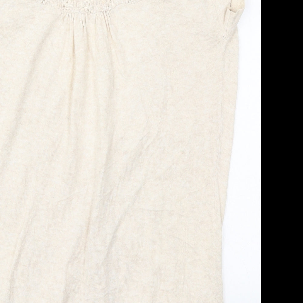New Look Womens Beige V-Neck  Cotton Cardigan Jumper Size 14