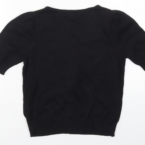 Marks and Spencer Womens Black Round Neck  Acrylic Cardigan Jumper Size 8