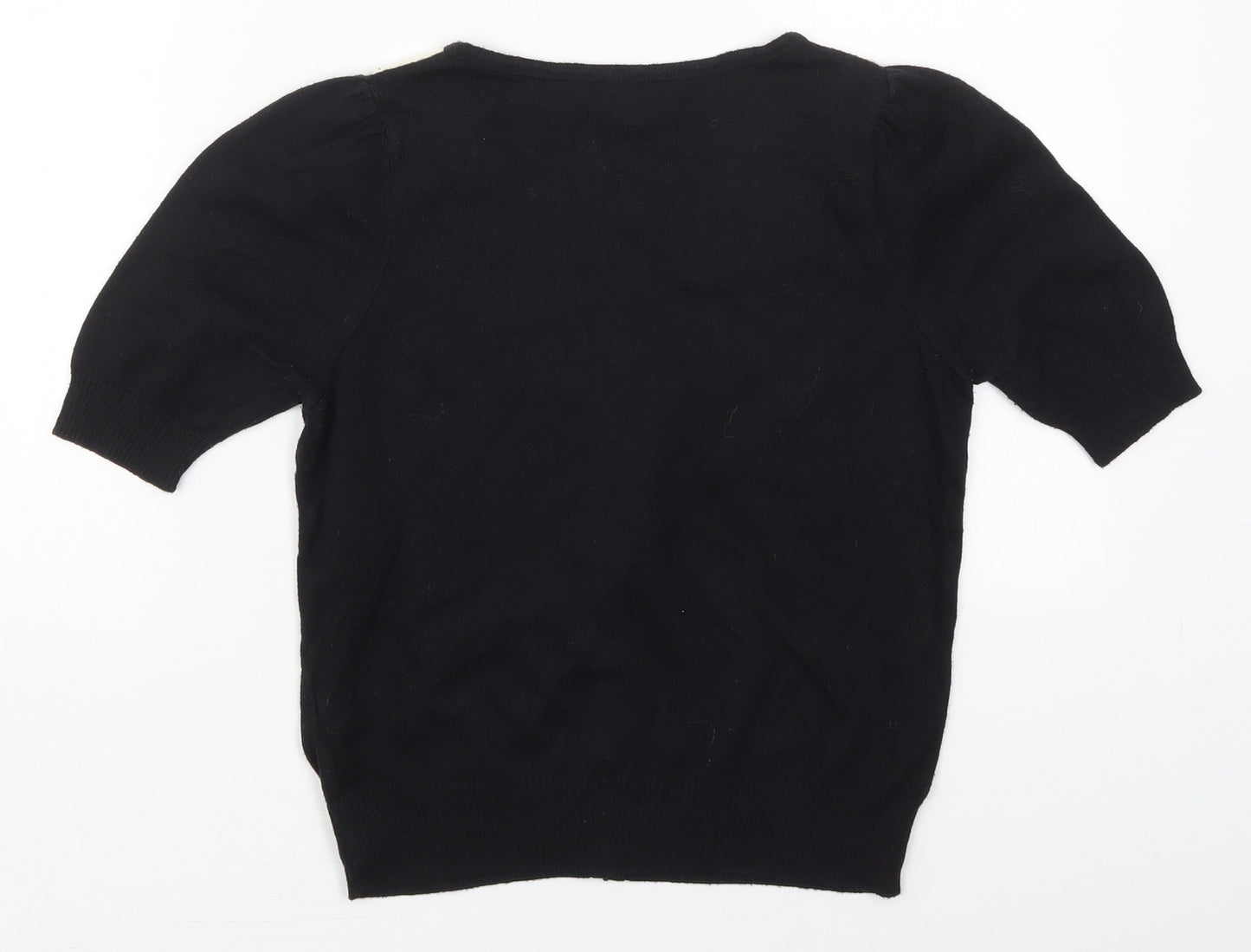 Marks and Spencer Womens Black Round Neck  Acrylic Cardigan Jumper Size 8