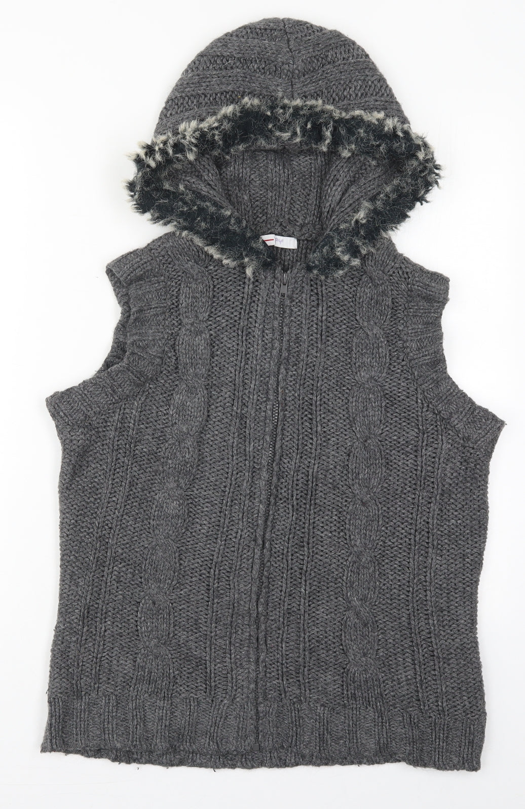 Papaya Womens Grey High Neck  Nylon Cardigan Jumper Size 16