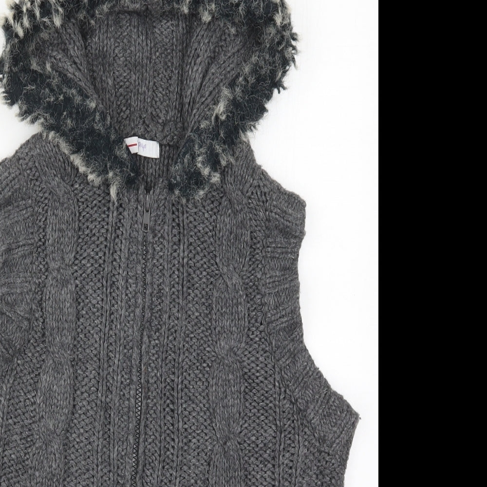 Papaya Womens Grey High Neck  Nylon Cardigan Jumper Size 16