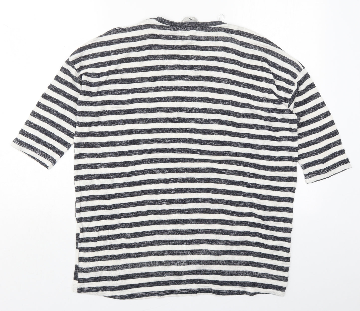 TU Womens Blue Striped Viscose Basic T-Shirt Size 18 Round Neck