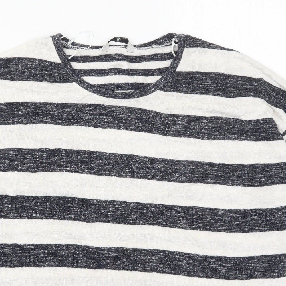 TU Womens Blue Striped Viscose Basic T-Shirt Size 18 Round Neck