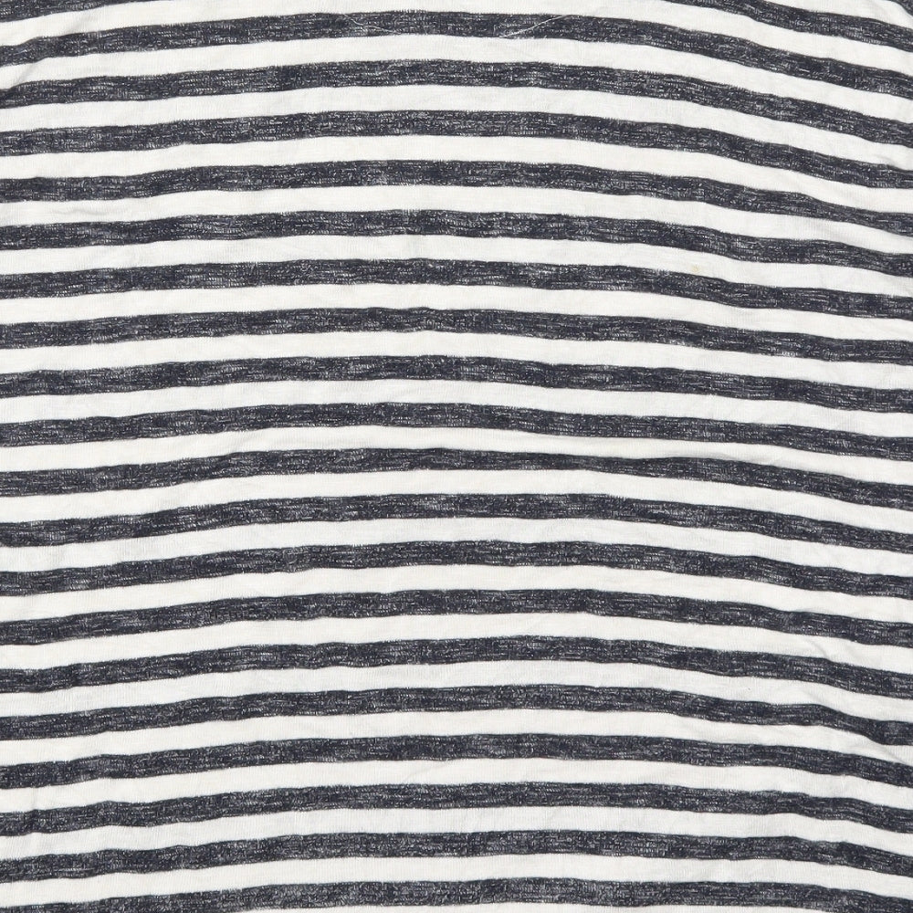 TU Womens Blue Striped Viscose Basic T-Shirt Size 18 Round Neck