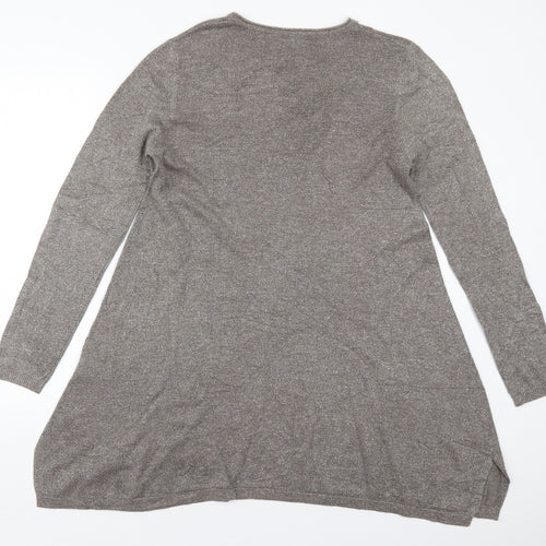 M&V Womens Brown Crew Neck  Nylon Pullover Jumper Size L