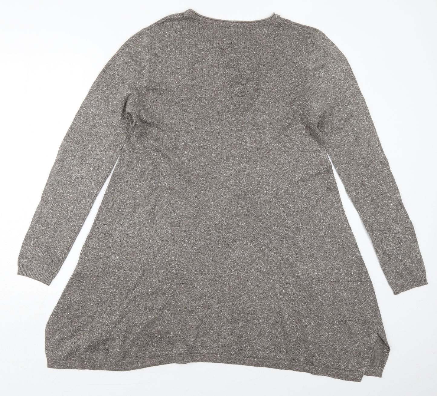 M&V Womens Brown Crew Neck  Nylon Pullover Jumper Size L