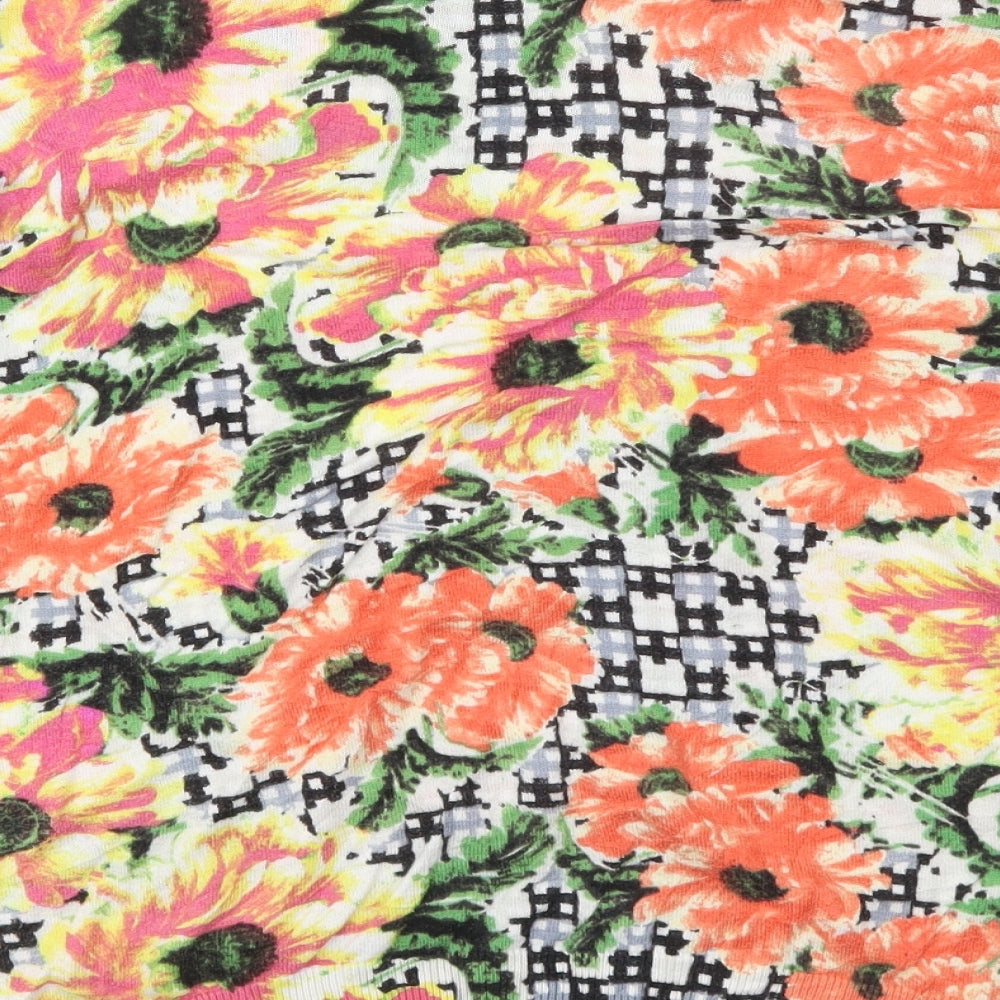 Topshop Womens Orange Round Neck Floral Viscose Pullover Jumper Size 14