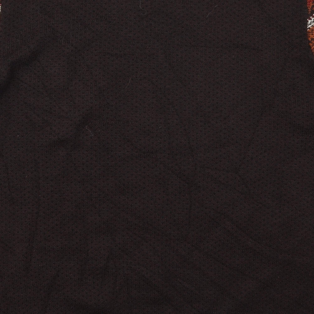George Mens Brown Crew Neck Fair Isle Acrylic Pullover Jumper Size L